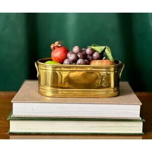 Set of 2 Small Brass Planters with Handles Vintage Retro Decor Made in India